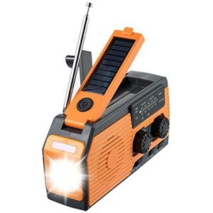 Radio op zonne-energie, survivalradio, AM FM-radio, op batterijen, noodvoorziening, campinguitrusting, multifunctionele powerbank, 5000 mAh, noodweerradio, waterdicht, werkt op batterijen, SOS-alarmled