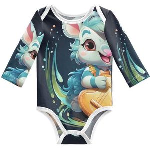 KAAVIYO Space Art Eenhoorn Gitaar Baby Body Lange Mouwen Katoen Bodysuit voor Neutrale Pasgeborenen 3-24 maanden, Patroon., 3 Maanden