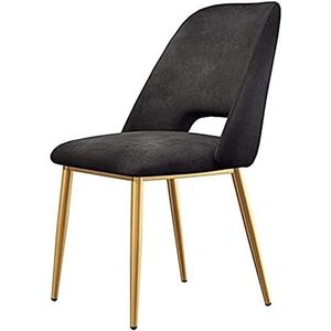 GEIRONV 1 stks moderne fluwelen eetkamerstoelen, metalen poten zacht kussen make-up stoelen antislip eetkamerstoelen keuken woonkamer stoelen Eetstoelen (Color : Black, Size : 43x46x81cm)