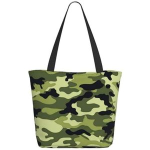 OPSREY Ice Cream bedrukte Tote Bag boodschappentas Casual schoudertas opbergtas, Camo Groen, Eén maat