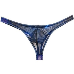 Nieuwigheidskostuums voor heren Mannen Sheer T-Back Ondergoed Kleurrijke Transparant Mesh Bikini Thong Male Pants (Color : Black, Size : XL)