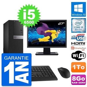 Dell PC Tower 5050 display, 27 inch, Core i5-6500 RAM, 8 GB, 1 TB, HDMI, Windows 10, wifi (gereviseerd)