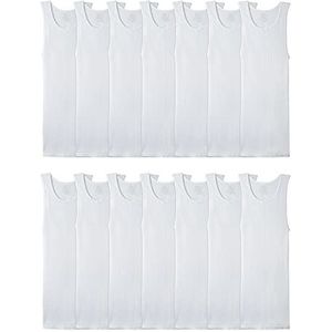 Fruit of the Loom Heren Tag-Free Tank A Shirt Ondergoed, 14 Pack - Wit, S