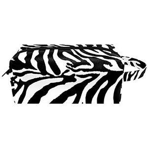 Sexy Zebra textuur lederen cosmetische tas met handvat, waterdichte vierkante toilettas reistas, kleine etui voor dames heren meisjes kinderen