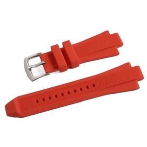 Jeniko 29 mm x 13 mm horlogeband compatibel met Michael Kors Mk8184 8729 9020 MK8152 MK9020 MK9026 siliconen horlogebandaccessoires met verhoogde mond(Color:Red Silver Buckle)