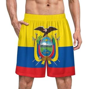 Ecuador vlag grappige pyjama shorts voor mannen pyjamabroek heren nachtkleding met zakken zacht