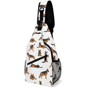 Duitse herdershonden in verschillende houdingen reizen crossbody tas sling rugzak wandelen borst schoudertas heuptasje dagrugzak geschenken voor vrouwen mannen