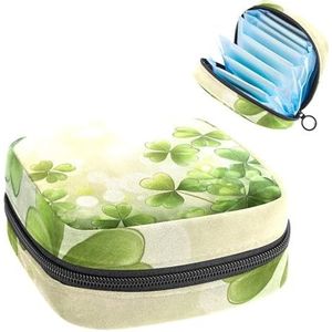 Draagbare maandverband Opbergtas, Menstruatiecup Pouch Vrouwelijke Menstruatie Pads Tas voor Tiener Meisjes, Tampons Eerste Periode Kit, St Patrick Day Luck Clover Leaves Shamrocks