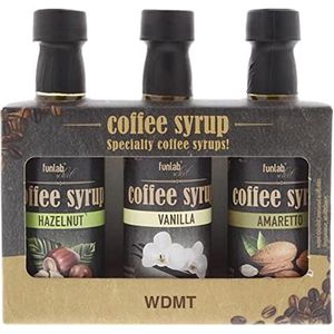 Coffee Syrup- 3 smaken van 45 ml- Amaretto- Vanille- Hazelnoot- Relatiegeschenk- Verjaardag - Koffiesiroop