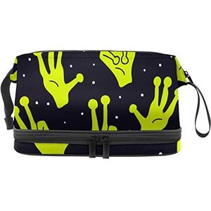 Dubbellaags Cosmetische Tas Aliens Handen Draagbare Make-up Tas Reizen Organizer Pouch Voor Vrouwen Meisjes Toiletries Tassen, Meerkleurig, 27x15x14 cm/10.6x5.9x5.5 in, Make-up zakje
