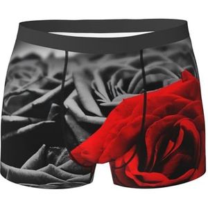 ZJYAGZX Zwart Wit En Rode Rozen Print Heren Zachte Boxer Slips Shorts Viscose Trunk Pack Vochtafvoerende Heren Ondergoed, Zwart, XL