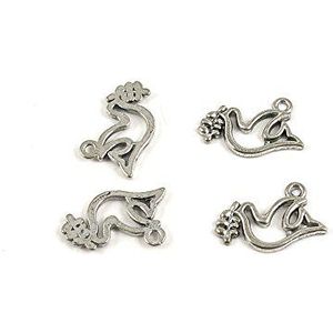 Antieke Zilveren Toon Sieraden Bedels S05028 Vrede Vogel Duif Ambacht Kunst Maken Crafting Kralen Antiek Zilver