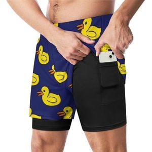 Rubber Duck Grappige Zwembroek met Compressie Liner & Pocket Voor Mannen Board Zwemmen Sport Shorts