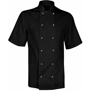 FASHION 7STAR Unisex Chef Korte Mouw Jas Werkkleding Broek Volwassenen Chefs Back Tie Bandana, Black Chef Jacket, 3XL