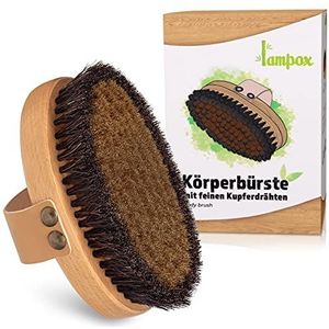lampox Lichaamsborstel met fijne koperdraden, koperen borstel, droogborstel, badborstel, energieborstel met koper, rugborstel, lymfedrainage, lichaamsspeeling, massage