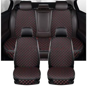 Autostoelhoezen Pu Lederen Autostoel Cover Kussen Voor PEUGEOT Alle Modellen 206 307SW 308 407 408 508sw 208 2008 3008 4008 Interieur Accessoires Auto Stoelhoezen(Black Red 5 Seat)