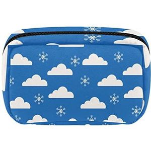 Cosmetische Rits Pouch Make-up Bag Reis Waterdichte Toiletry Zakken voor Vrouwen wit sneeuwvlok wolk patroon, Meerkleurig, 17.5x7x10.5cm/6.9x4.1x2.8in