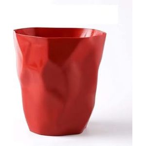 Afvalbak Vatvormige geplooide prullenbak zonder deksel, plastic, prullenbak, opbergbak, for keuken (rood, klein)