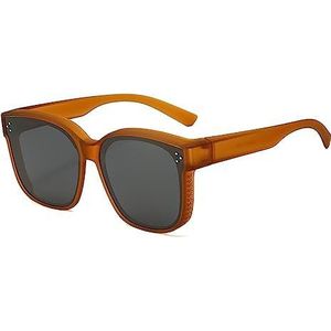 MFYHMY Snapshades passen over een bril, zonnebril die over een gewone bril past, gepolariseerde uniseks wikkelzonnebril, vierkante zonnebril, Oranje