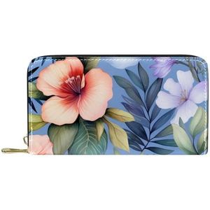 YZUOUZY Minimalistische portemonnee voor mannen, portemonnee vrouwen, lederen portemonnee, bloemenpatroon met tropische bloemen, kaart portemonnee, Meerkleurig, 7.5x4.5x1 in, Comfortabel