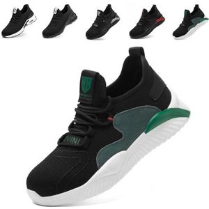 Nasogetch Veiligheidsschoenen Werkschoenen Heren Dames Lichtgewicht Veiligheid Trainers met Stalen Neus 797 Groente 44 EU