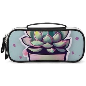 LYHVSFZQ Make-up tas make-up organizer reizen glimlachende vetplanten bedrukte make-up tas met dubbele rits handgrepen cosmetische tas, stijl, één maat, make-up tas, Stijl, Eén maat, Make-up Tas