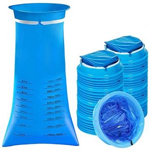 ZCOINS 25 Stuks Ziektezakken Auto Ziekte Tas Wegwerp Braaksel Zakken Misselijkheid Zakken voor Reizen Bewegingsziekte Barf Zakken met Mondstuk, Blauw 1000ml