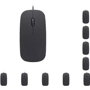 10 set bedrade ultradunne mini-muis desktop computer laptop mat zwart wit schattige ergonomische gamingmuis, zwart