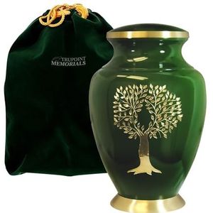 Tree of Life Stijlvolle groene urn voor volwassenen voor menselijke as - mooie, klassieke groene en gouden grote urn eert je geliefde - vind comfort en vrede met deze kwaliteit en doordachte urn - met