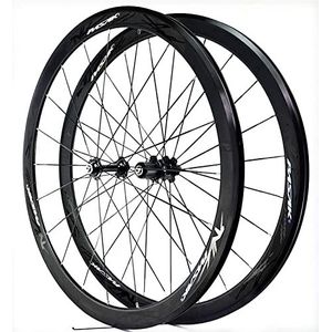 ZECHAO 700C Road Racing Bike Wheel, rem Double Wall Ally Rim 40mm fiets QR Hub 1890G 20/24 Gaten for achterste wielen 7-12s kaart (Color : Black, Size : 700c)