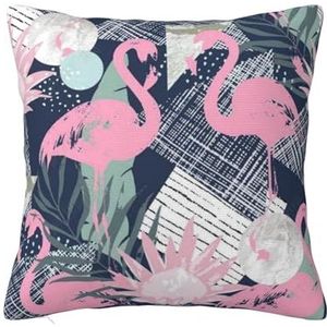 ALLiYa Roze flamingo en bladeren dubbelzijdige pluche kussensloop (meerdere maten) kussen slaapbank kussen interieur decoratie kussen