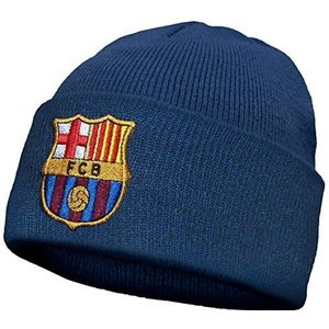 FC Barcelona - Gebreide Bronx beanie met clublogo voor kids - Officieel - Clubcadeau - Marineblauw