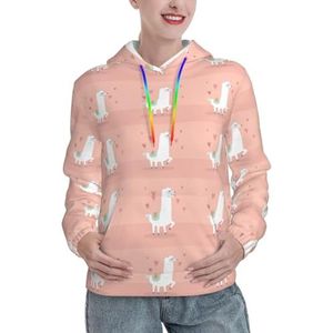 JIUTY Alpacas gevoerde hoodie voor dames, warme pullover met voorzak, winterhoodies met zakken, Zwart, XXL