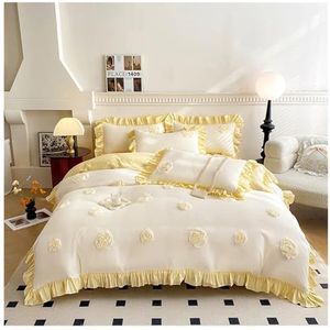 Kanten rand beddengoed dekbedovertrek, Prinsessenkanten ruches bloemen borduurwerk beddengoedset dekbedovertrek kussenslopen veelkleurig meerdere maten verpakking van 3(6,220x240cm 3 pcs)