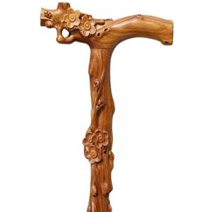 DQZRTUECA Wandelstok van ebbenhout, handgesneden, pruimenhouten design, tweekleurig, verstelbare hoogte 80-92 cm, draagvermogen 90 kg(A,80Cm(Use Height 150-155Cm))