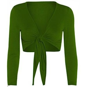 Fashion Valley Women's Tie-Knot Shrug Crop Vest Wrap Bolero Top Plus Size 8-22 UK M/L 12-14 Jade Groen