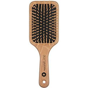 Natuurlijke haarborstel hout Fripac-Medis Natural Line Paddle-Brush, 9-rijen, voor dagelijks doorkammen en ontwarren van het haar, afgeronde borstels, antistatisch voor lang en dik haar, 1 stuk