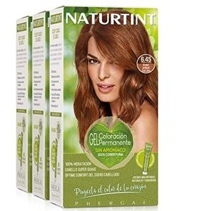 Naturtint Biobased | Ammoniakvrije kleuring | 100% grijsdekking | Plantaardige ingrediënten | Natuurlijke en langhoudende kleur |6.45 Donker Amberblond | Pak van 3