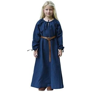Battle-Merchant Ana - Kinderen middeleeuwse jurk - voor meisjes - lange mouwen - reikt tot de grond - katoen - middeleeuwse kledij - blauw - 110