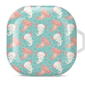 Kawaii Axolotl patroon oordopjes hoesje compatibel met Samsung hard shell beschermhoes wit stijl