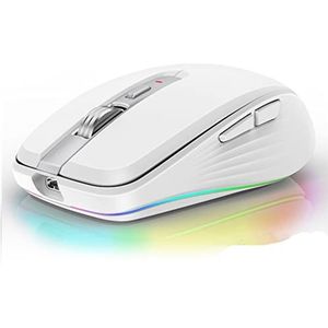BT 5.1 Draadloze Magic Mouse Oplaadbare, Silent Multi Arc Touch Muizen Ultradunne, RGB-muis compatibel voor Windows Android IOS Pad Laptop Mac PC Macbook (wit)