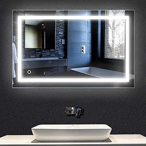 Turefans Badkamerspiegel met verlichting, badkamerspiegel, koel wit licht, verticale/horizontale ophanging, 60 x 100 cm