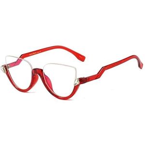 Damesbrilmonturen Semi-randloze Cat's Brilmontuur Anti Blauw Licht Brilmontuur Kristallen Oog Brilmontuur