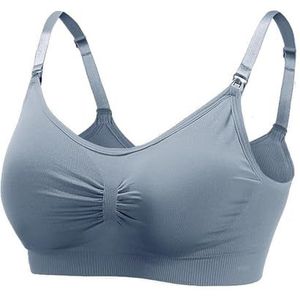 HomeJoySet Voedingsbeha For Borstvoeding, Zwangerschap, Naadloze Push-up Bralette Zonder Beugel Met Pads(Grayish Blue,M)
