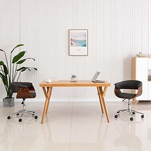 Prolenta Premium - Draaibare bureaustoel van gebogen hout en grijze stof