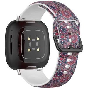 Sportbandje compatibel met Fitbit Sense / Sense 2 / Versa 4 / Versa 3 (Boho Flower) siliconen armbandaccessoire