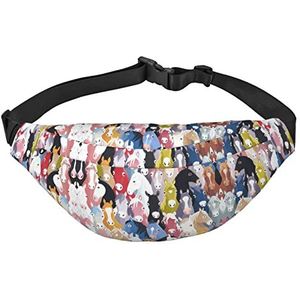 Polar Bear Fanny Pack voor mannen vrouwen, crossbody heuptas pack, grote crossbody, met verstelbare riemen, Kleurrijke Cartoon Paarden, Eén maat