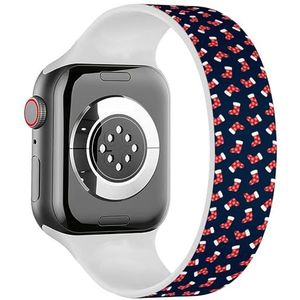 Solo Loop Strap Compatibel met All Series Apple Watch 38/40/41mm (Rode Kerst Sok Geschenken Op) Elastische Siliconen Band Strap Accessoire, Siliconen, Geen edelsteen