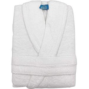 Alpes Blanc Badjas met sjaal-kraag, katoen en bamboe, 450 g/m², Wit, XL