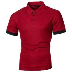 LQHYDMS T-shirts Mannen Mannen Shirt Tennis Shirt Dot Grafische Plus Size Print Korte Mouw Dagelijkse Tops Basic Streetwear Golf Shirt Kraag Business, Wijn Rood C, 5XL